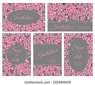 Templates Greeting Cards Invitations Cherry Flowers Stock Vector Templates Greeting Cards Invitations Cherry Flowers Stock Vector