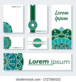 Templates for greeting cards, wedding invitations, birthdays, banners and business cards with madala ornaments. with exclusive luxurious colors