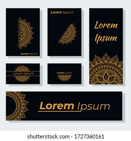 Templates for greeting cards, wedding invitations, birthdays, banners and business cards with madala ornaments. with exclusive luxurious colors