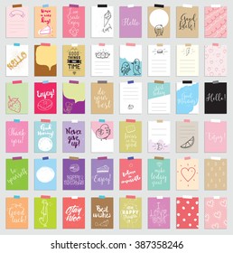 Templates for greeting scrapbooking, planner, congratulations, stickers and invitations. Posters set. Scrapbooking cards set.