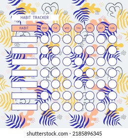 Templates of habit tracker. A planner for the organization of time. Abstract background. Vector.	