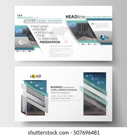 Templates in HD size for presentation slides. Easy editable layouts in flat design. Abstract business background, blurred image, urban landscape, modern stylish vector.