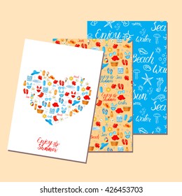 Templates with holiday symbols. Blue, red, yellow color. For your design, announcements, greeting cards, posters, advertisement.