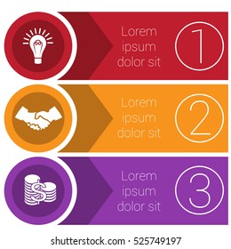 Templates infographics from arrows of circles and strips business concept for three positions.