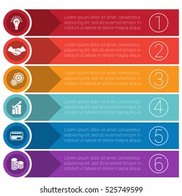 Templates infographics from arrows of circles and strips business concept for six positions