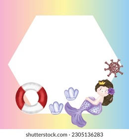 Templates invitation card Birthday party for purple mermaid