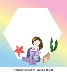 Templates invitation card Birthday party for purple mermaid