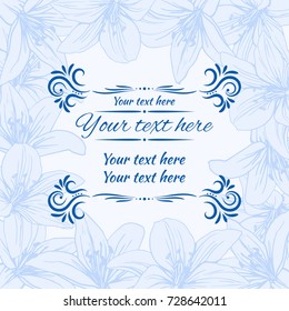 Templates of invitation, greeting card decorated with flower of lilies.