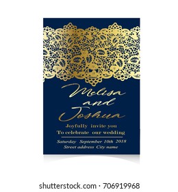 Templates of invitation lace cards for wedding vector