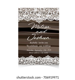 Templates of invitation lace cards for wedding vector