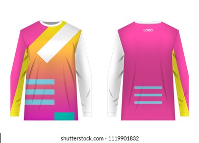 Templates jersey for mountain biking. Jersey for motocross, extreme cycling, downhill. Sublimation print. Sportswear design. Design for competition, team wearing.