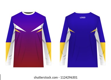 Templates jersey for mountain biking. Jersey for motocross, extreme cycling, downhill. Sublimation print. Sportswear design. Design for competition, team wearing.