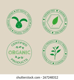 Templates, labels for organic cosmetics and products.