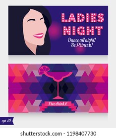 templates for ladies night party, vegas style, can be used as banner for bachelor party, vector illustration