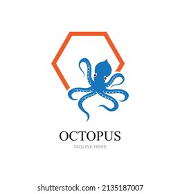 Templates for octopus logos, labels and emblems Vector illustration.