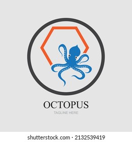 Templates for octopus logos on gray background