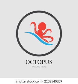 Templates for octopus logos on gray background