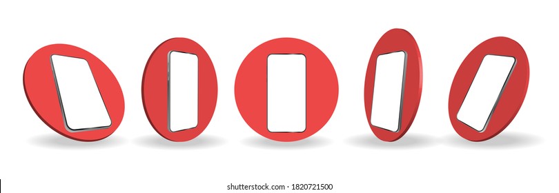 Templates phone with blank screen at different angles. Mockup generic smartphone. UI UX cell phone set. Layout of the universal device. Realistic 3d phones for presentation or infographic