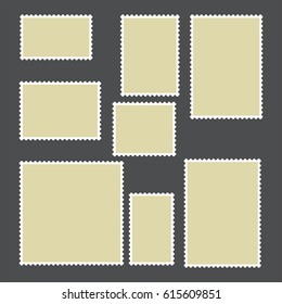 Templates of postage stamps of different sizes. Vector illustration.