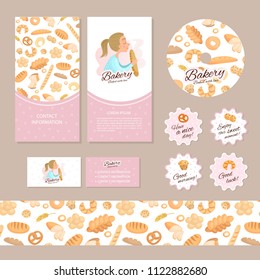 Templates of printing for a bakery. Poster, flyer and business card, disk