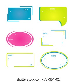 Templates quote box bubbles Various colored quote box for statements or comments isolated on white background