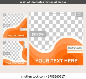 templates for sales in a set - to make your merchandise attractive - made with orange color and abstract concept
