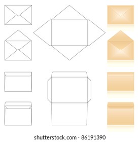 templates and schemes of envelopes. realistic beige envelopes