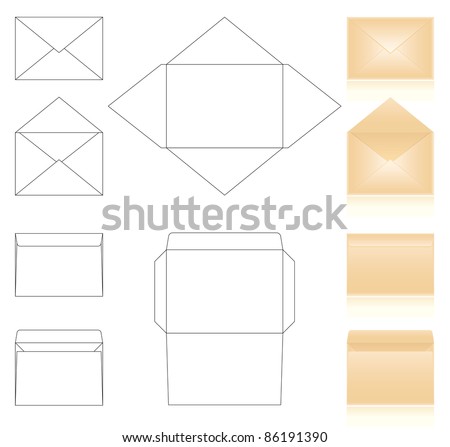 templates and schemes of envelopes. realistic beige envelopes