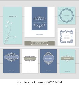 Templates set. Brochures, cards, banners for beauty or wedding design.