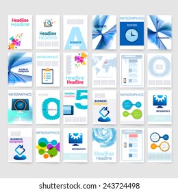 Templates. Set of Flyer, Brochure Design Templates. Mobile Technologies, Applications and Infographic Concept. Modern flat design icons for mobile or smartphone on a light background.