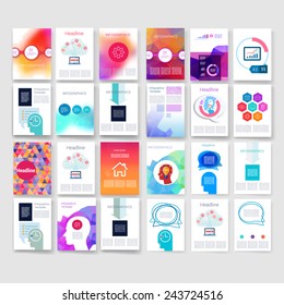 Templates. Set of Flyer, Brochure Design Templates. Mobile Technologies, Applications and Infographic Concept. Modern flat design icons for mobile or smartphone on a light background.