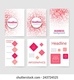 Templates. Set of Flyer, Brochure Design Templates. Mobile Technologies, Applications and Infographic Concept. Modern flat design icons for mobile or smartphone on a light background.