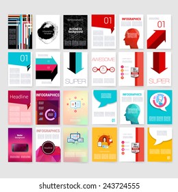 Templates. Set of Flyer, Brochure Design Templates. Mobile Technologies, Applications and Infographic Concept. Modern flat design icons for mobile or smartphone on a light background.