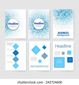 Templates. Set of Flyer, Brochure Design Templates. Mobile Technologies, Applications and Infographic Concept. Modern flat design icons for mobile or smartphone on a light background.