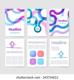 Templates. Set of Flyer, Brochure Design Templates. Mobile Technologies, Applications and Infographic Concept. Modern flat design icons for mobile or smartphone on a light background.