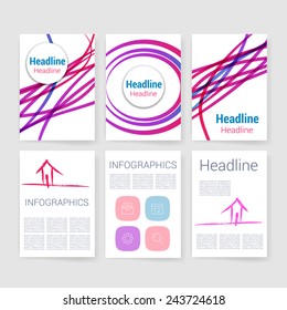 Templates. Set of Flyer, Brochure Design Templates. Mobile Technologies, Applications and Infographic Concept. Modern flat design icons for mobile or smartphone on a light background.