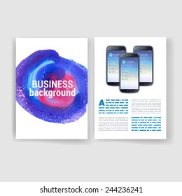 Templates. Set of Flyer, Brochure Design Templates. Mobile Technologies, Applications and Infographic Concept. Modern flat design icons for mobile or smartphone on a light background. 