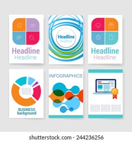 Templates. Set of Flyer, Brochure Design Templates. Mobile Technologies, Applications and Infographic Concept. Modern flat design icons for mobile or smartphone on a light background. 