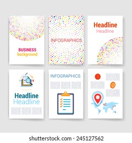 Templates. Set of Flyer, Brochure Design Templates. Mobile Technologies, Applications and Infographic Concept. Modern flat design icons for mobile or smartphone on a light background. 