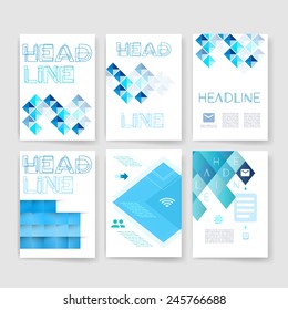 Templates. Set of Flyer, Brochure Design Templates. Mobile Technologies, Applications and Infographic Concept. Modern flat design icons for mobile or smartphone on a light background