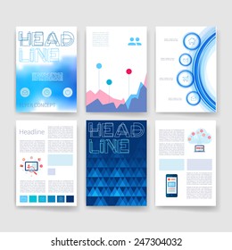 Templates. Set of Flyer, Brochure Design Templates. Mobile Technologies, Applications and Infographic Concept. Modern flat design icons for mobile or smartphone on a light background. 