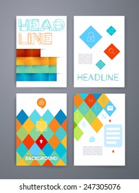 Templates. Set of Flyer, Brochure Design Templates. Mobile Technologies, Applications and Infographic Concept. Modern flat design icons for mobile or smartphone on a light background.
