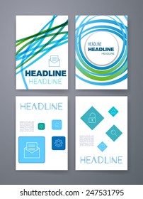 Templates. Set of Flyer, Brochure Design Templates. Mobile Technologies, Applications and Infographic Concept. Modern flat design icons for mobile or smartphone on a light background. 