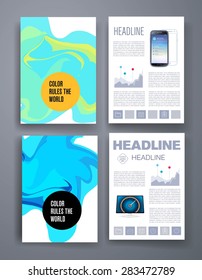 Templates. Set of Flyer, Brochure Design Templates. Mobile Technologies, Applications and Infographic Concept. Modern flat design icons for mobile or smartphone on a light background. 