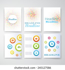Templates. Set of Web, Mail, Brochure Design Templates. Mobile Technologies, Applications and Infographic Concept. Modern flat design icons for mobile or smartphone on a light background. 