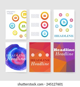 Templates. Set of Web, Mail, Brochure Design Templates. Mobile Technologies, Applications and Infographic Concept. Modern flat design icons for mobile or smartphone on a light background. 