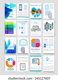 Templates. Set of Web, Mail, Brochure Design Templates. Mobile Technologies, Applications and Infographic Concept. Modern flat design icons for mobile or smartphone on a light background. 