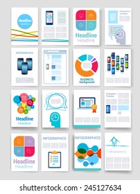 Templates. Set of Web, Mail, Brochure Design Templates. Mobile Technologies, Applications and Infographic Concept. Modern flat design icons for mobile or smartphone on a light background. 