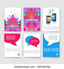 Templates. Set of Web, Mail, Brochure Design Templates. Mobile Technologies, Applications and Infographic Concept. Modern flat design icons for mobile or smartphone on a light background. 