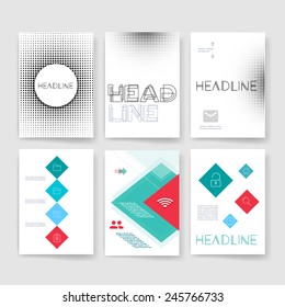 Templates. Set of Web, Mail, Brochure Design Templates. Mobile Technologies, Applications and Infographic Concept. Modern flat design icons for mobile or smartphone on a light background. 